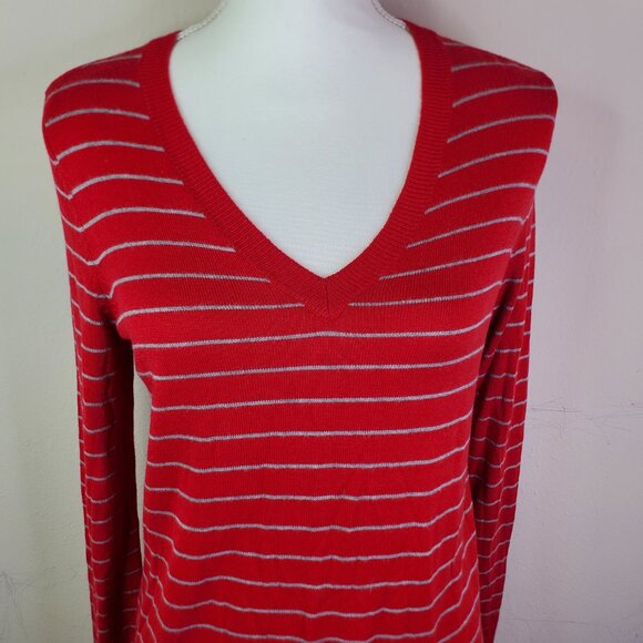 Maison Jules Juniors Red Striped Pullover Sweater S - Picture 5 of 10